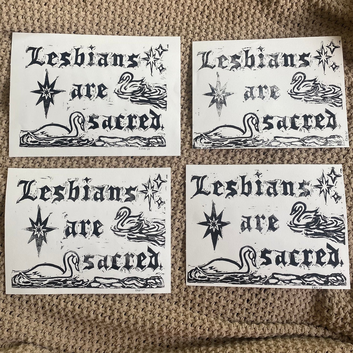 Lesbians are Sacred Block Print