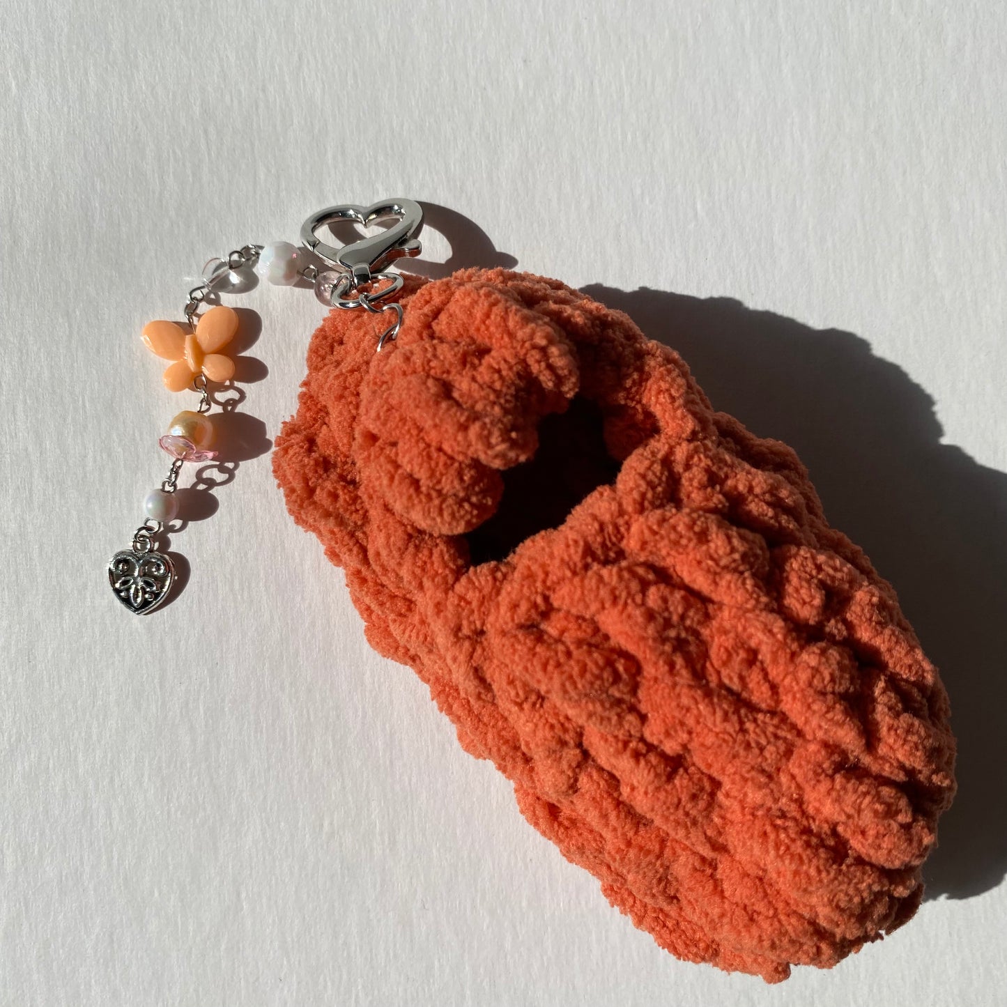 Deep Orange Crochet Cocoon Keychain