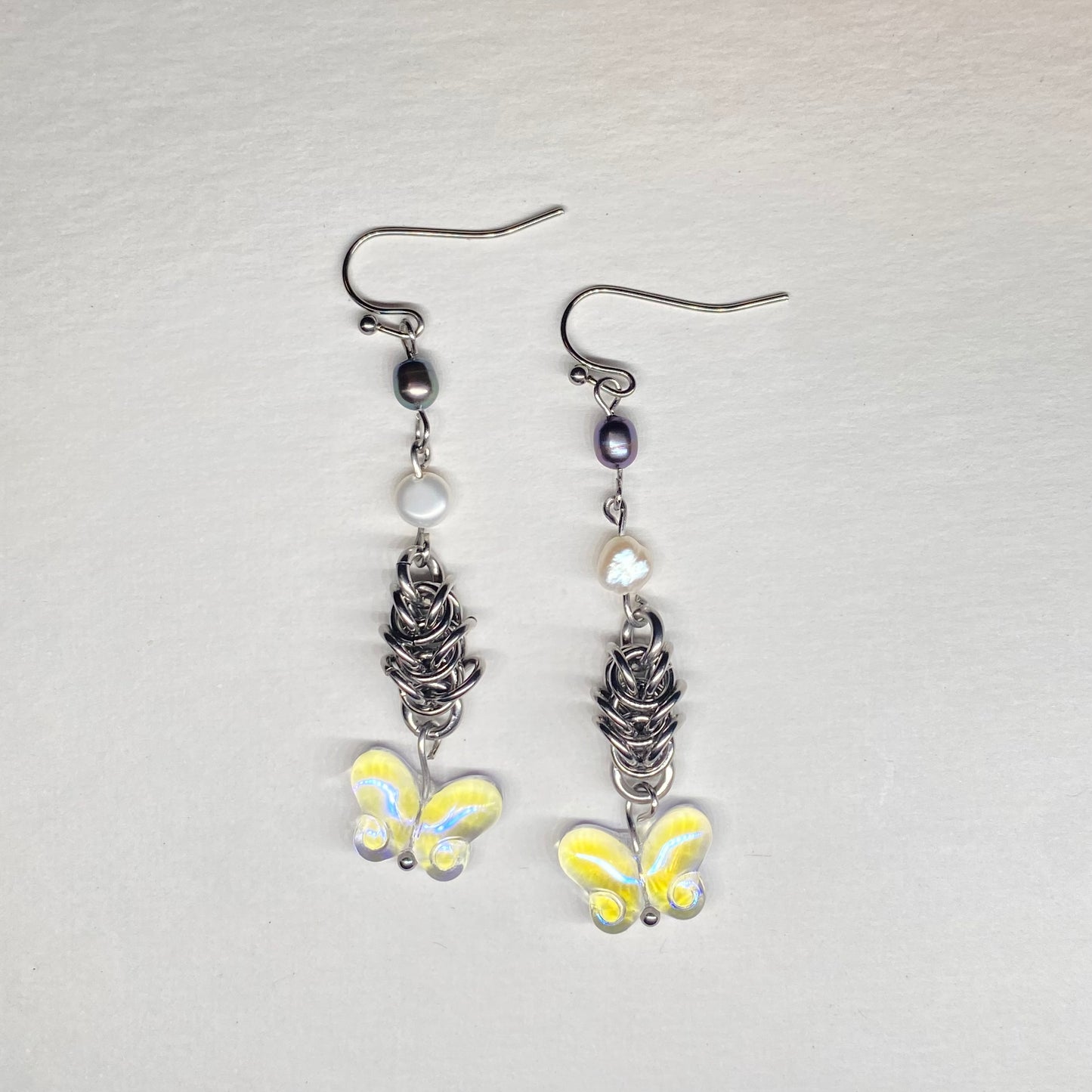 Box Chain Butterfly Drop Earrings