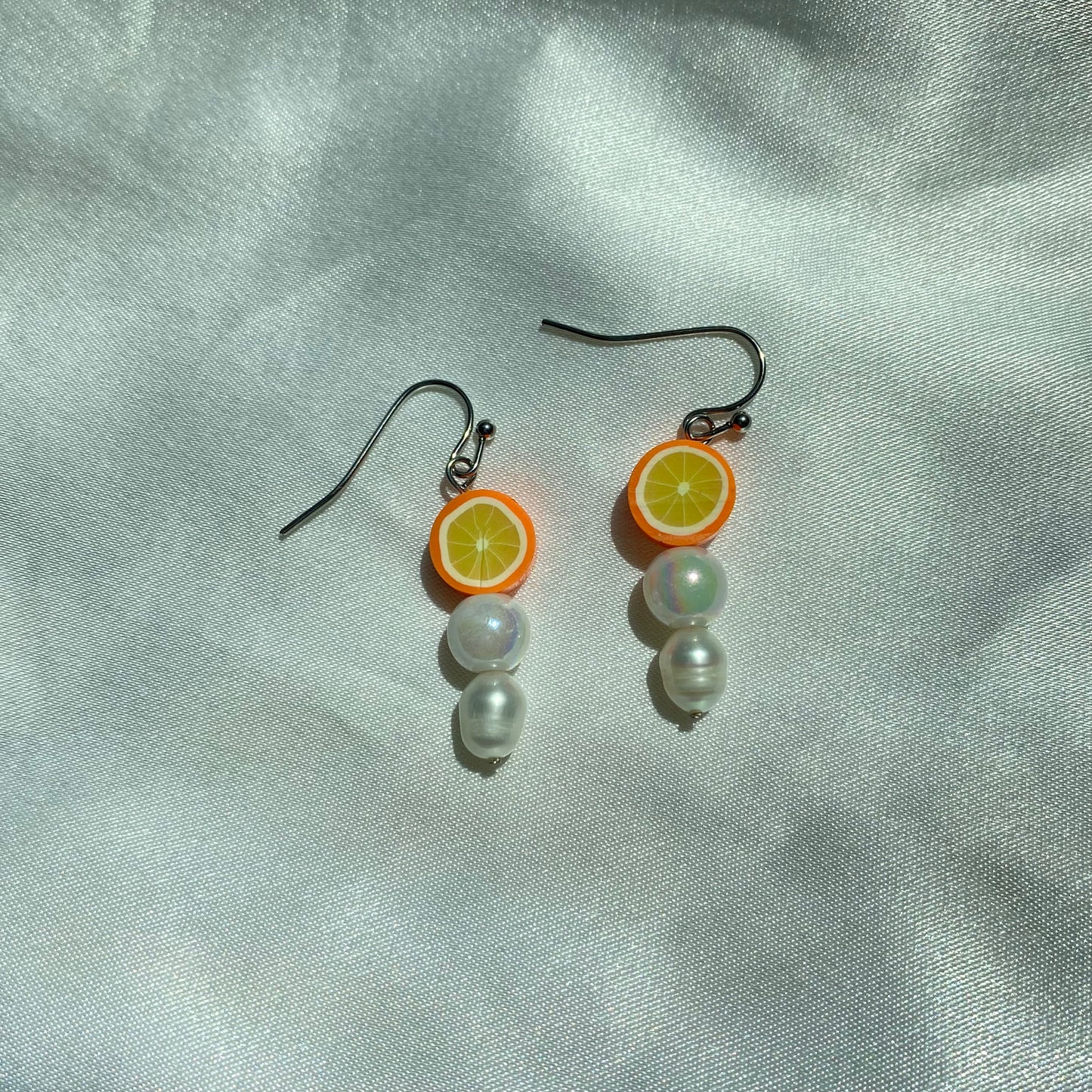 Orange Drop Pearl Earrings