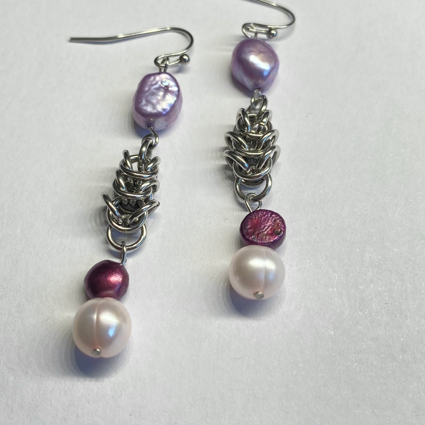 Purple Spectrum Box Chain Earrings