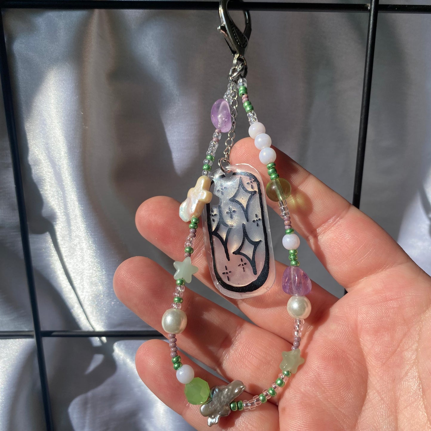 Starry Maximalist Bead Keychain