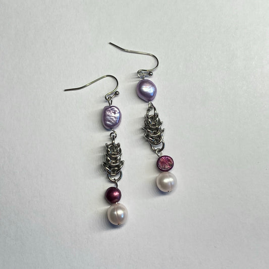 Purple Spectrum Box Chain Earrings