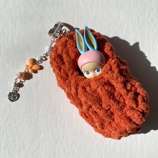 Deep Orange Crochet Cocoon Keychain