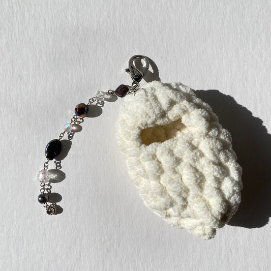 Cream Crochet Cocoon Keychain