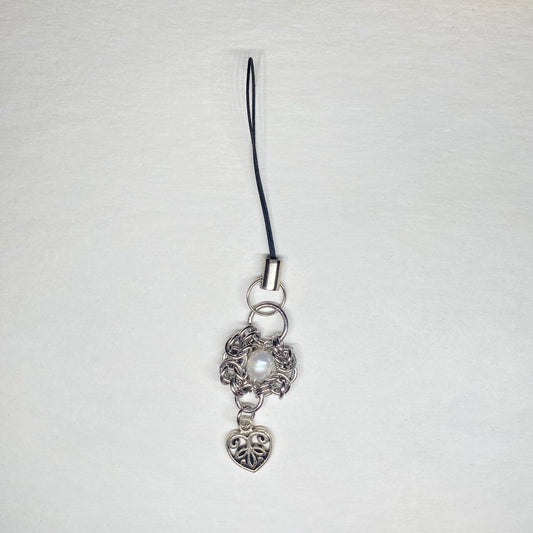 Captured Pearl Chainmaille Phone Charm