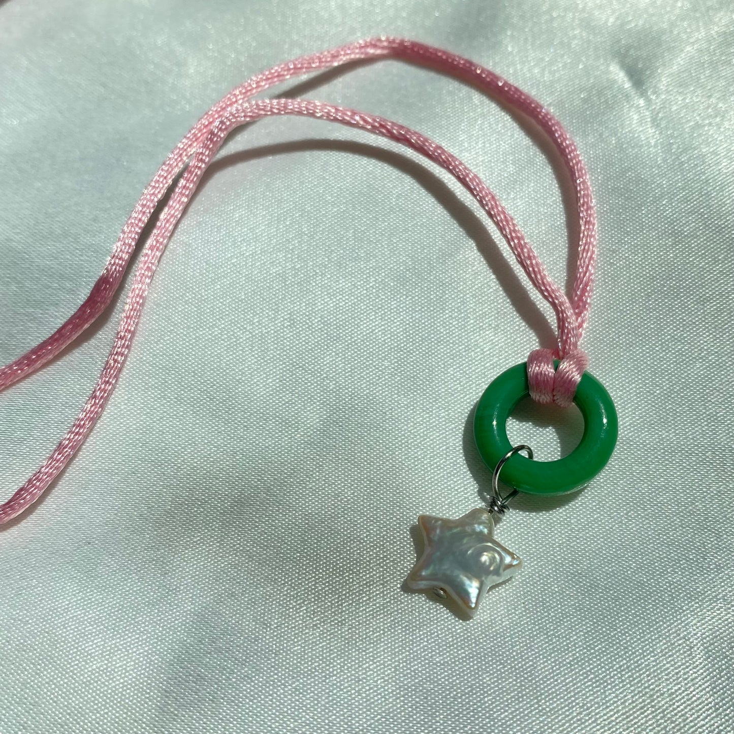 Adjustable Star Pearl Satin Cord Necklace