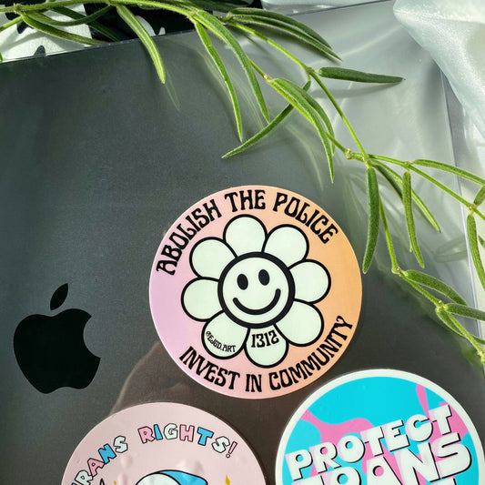 AB0LISH THE P0LICE INVEST IN COMMUNITY Circle Sticker